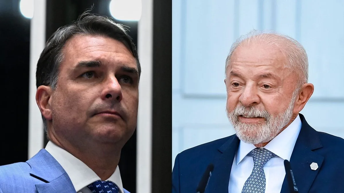 Flávio Bolsonaro e Lula, pré-candidatos à Presidência na corrida eleitoral de 2026