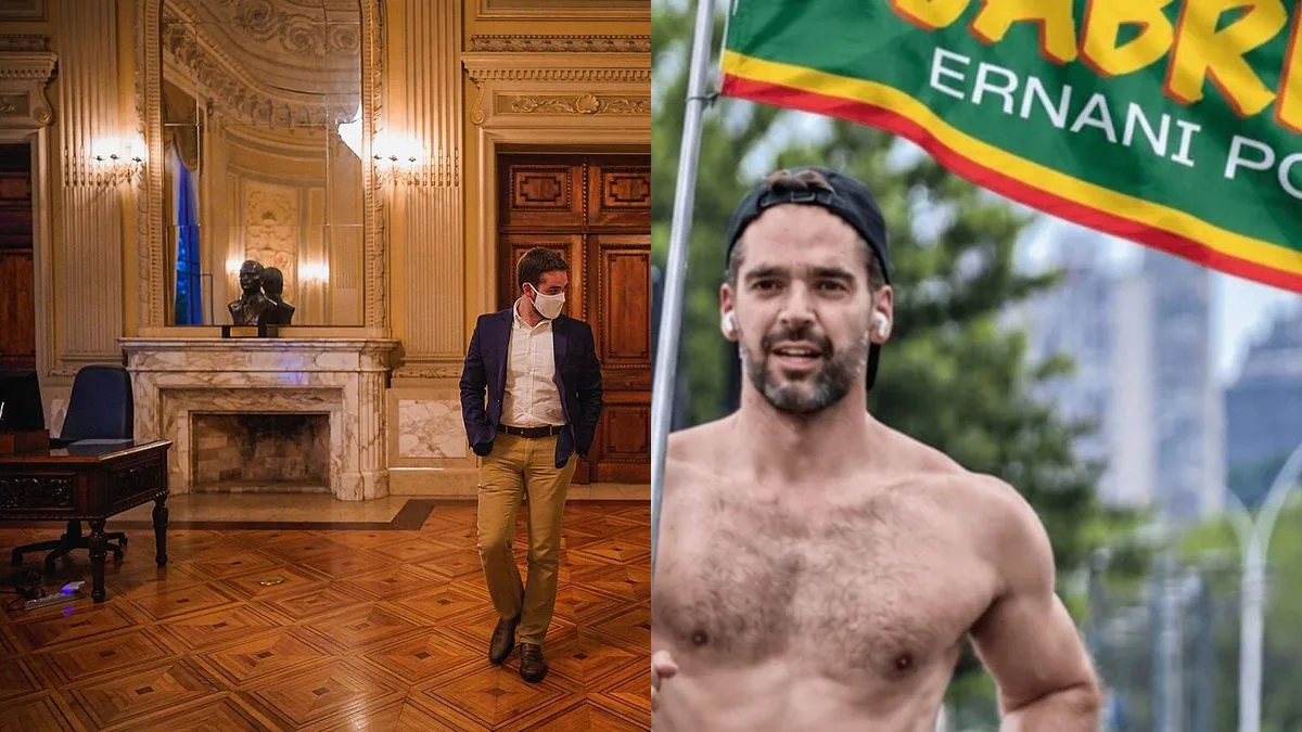 Eduardo Leite corre sem camisa em campanha no RS