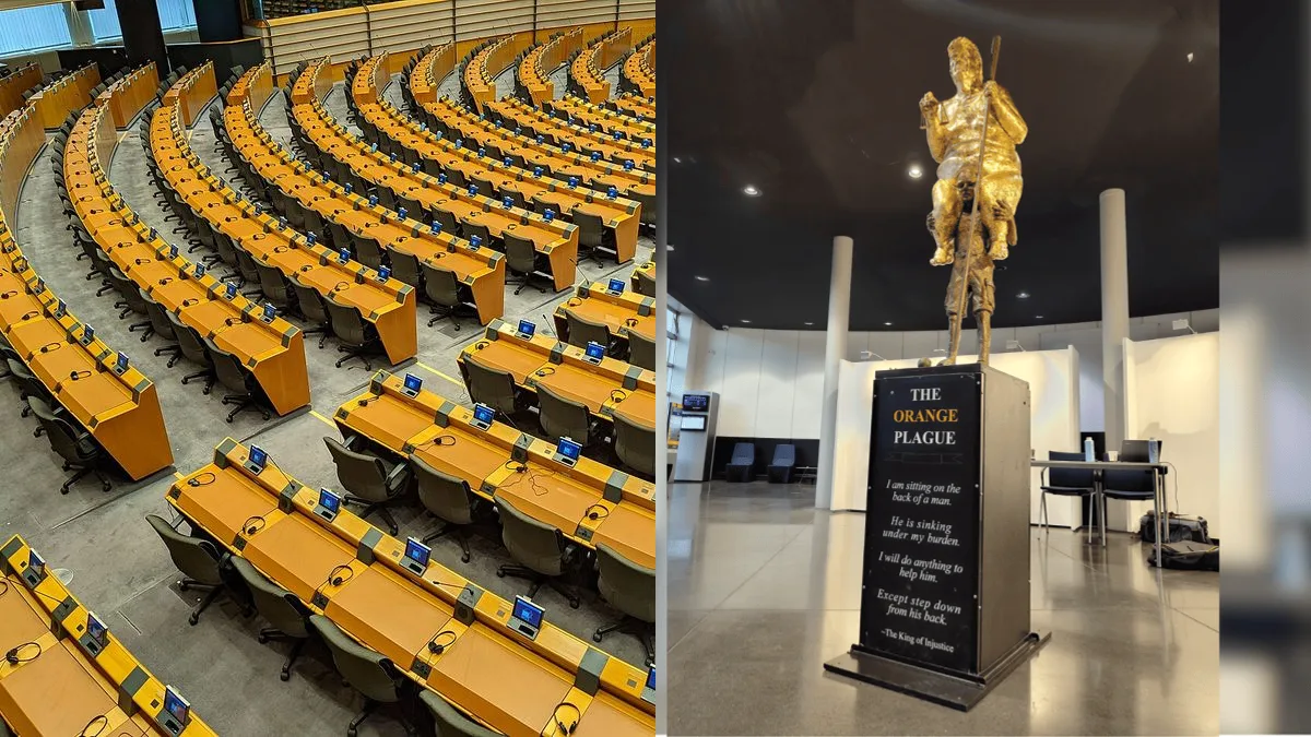 Estátua satírica de Trump é exibida na Europa